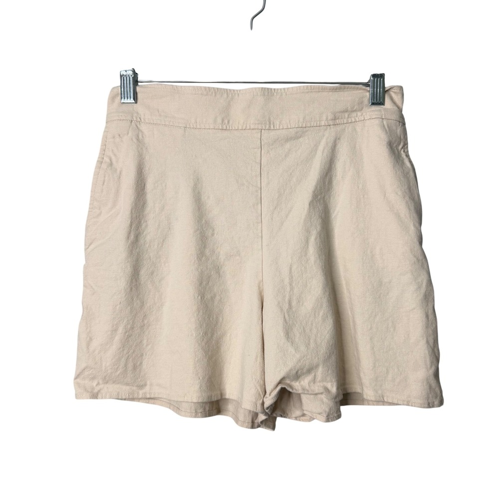 Express High Rise Shorts‎ Womens XS Beige Linen Blend Preppy Pull On Minimalist